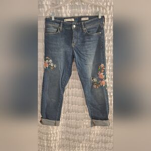 Anthropologie Pilcro Embellished, Distressed Loose Fit Jean 27